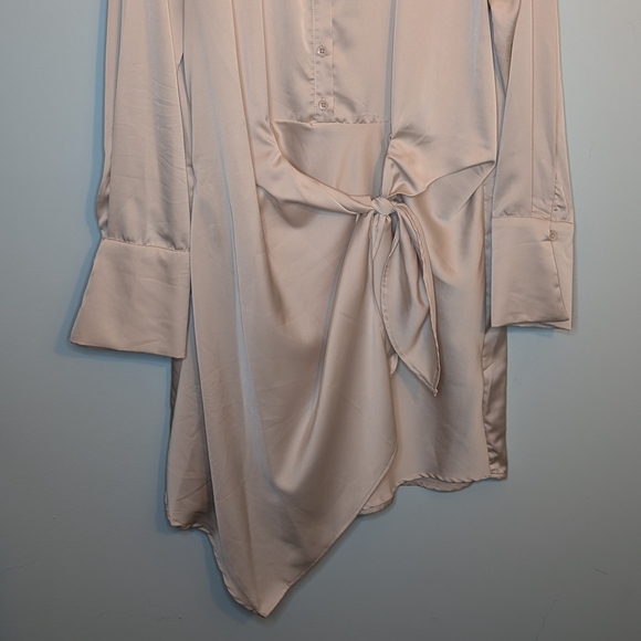 AND NOW THIS Cream Satin Dress with Tie - Picture 4 of 8